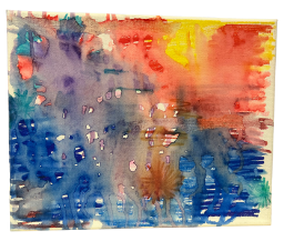 Rectangular watercolored canvas