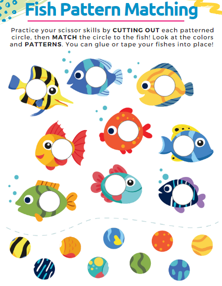 Colorful fish with missing pattern pieces
