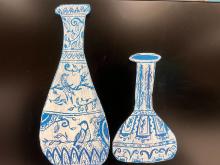 image of blue and white paper vases
